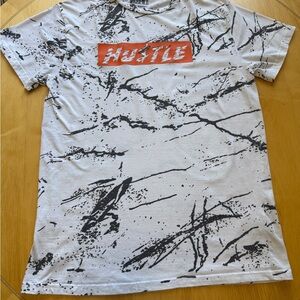 Hustle White and Black Splatter Tee